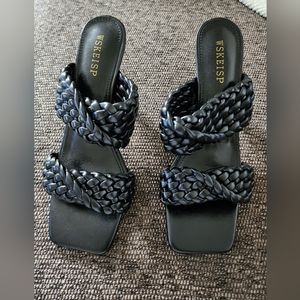 Braided black sandals